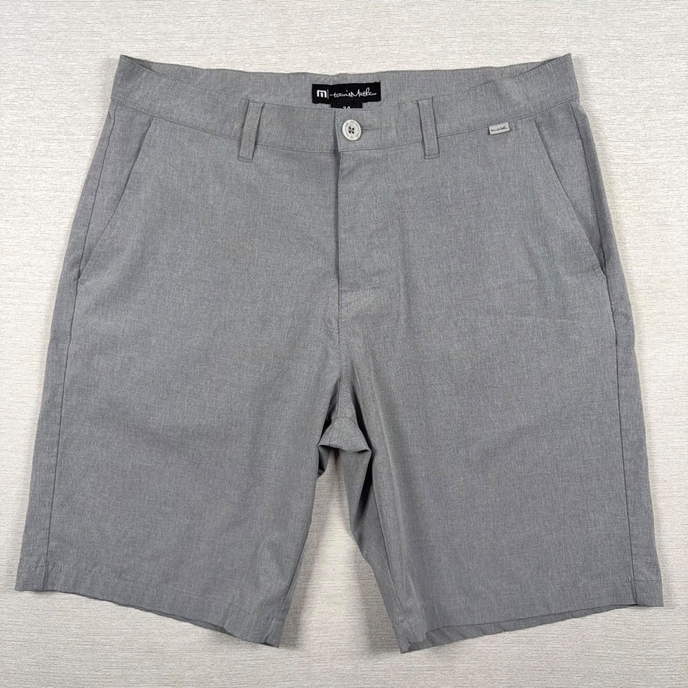Travis Mathew 10" Beck Shorts Mens Size 34 Gray Poly Cotton Stretch